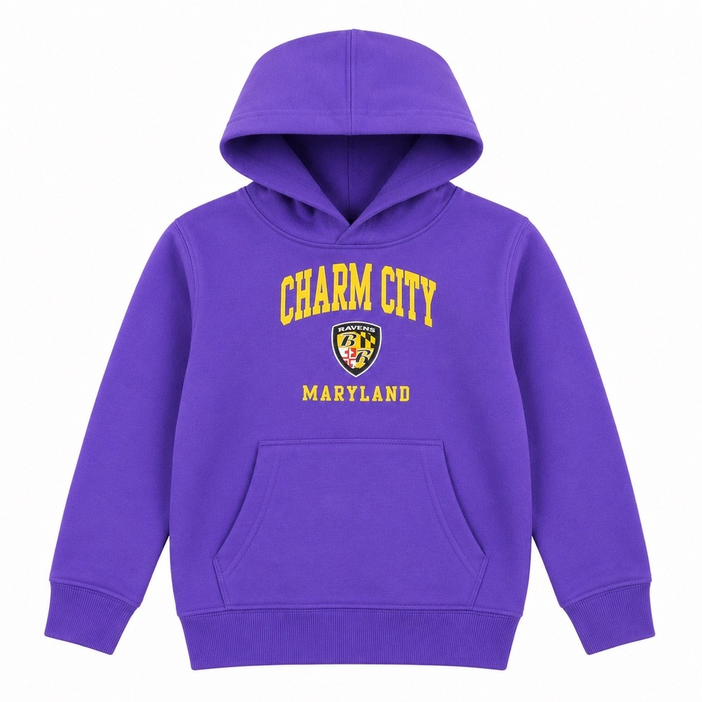 NFL Baltimore Ravens NWT Kids Purple Charm City Maryland Hoodie Large 7 youth